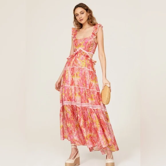 LoveShackFancy Madsen floral cutout maxi dress - Picture 1 of 12